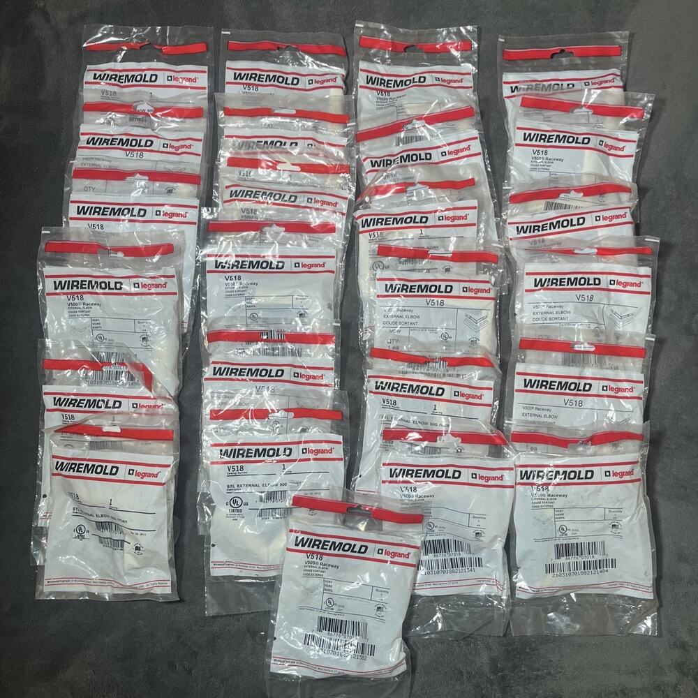 LOT of 25 Wiremold V518 External Elbows for V500 Raceway New Ivory Electrical